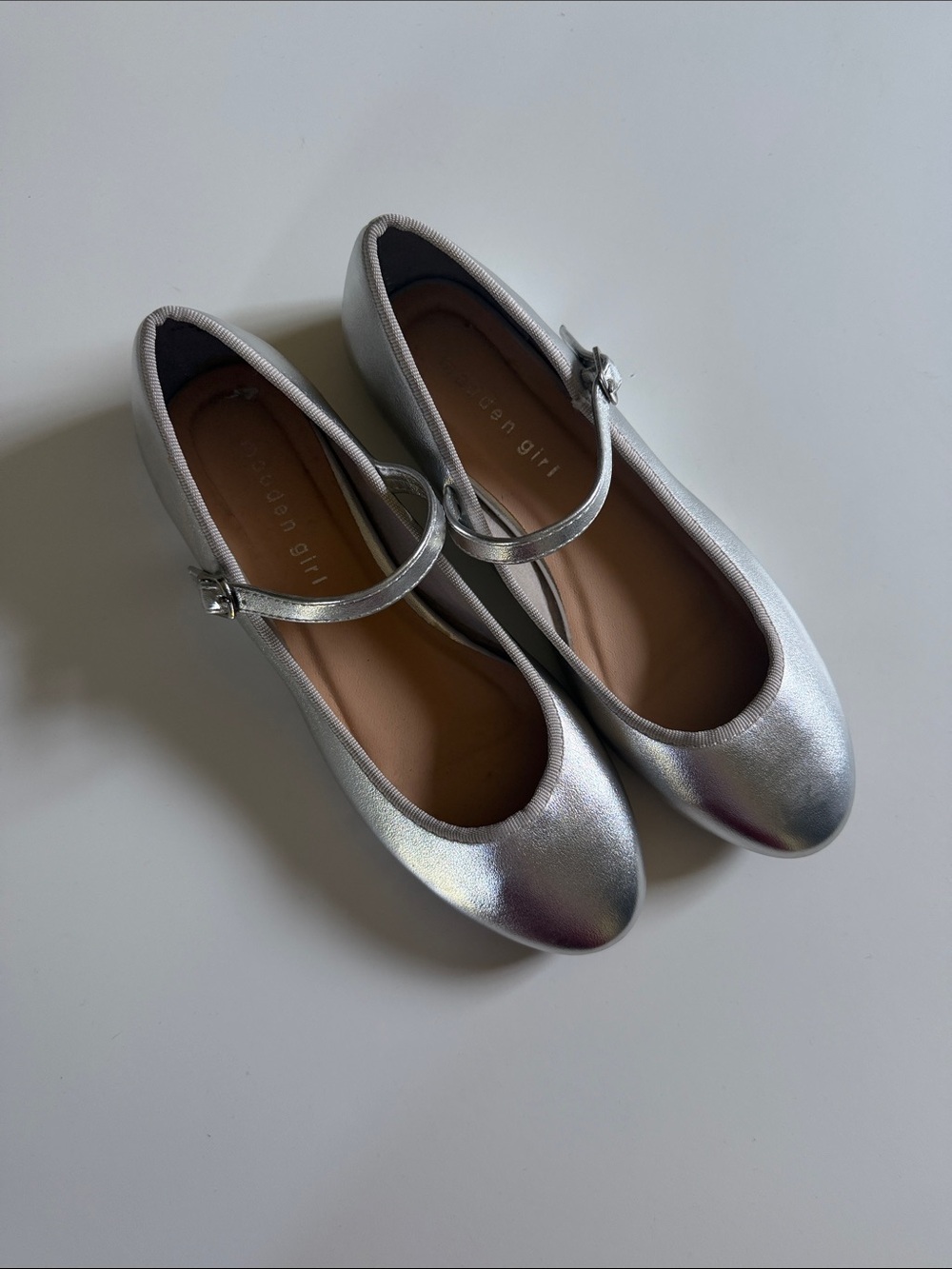 Madden Girl Metallic Silver Mary Jane Flats